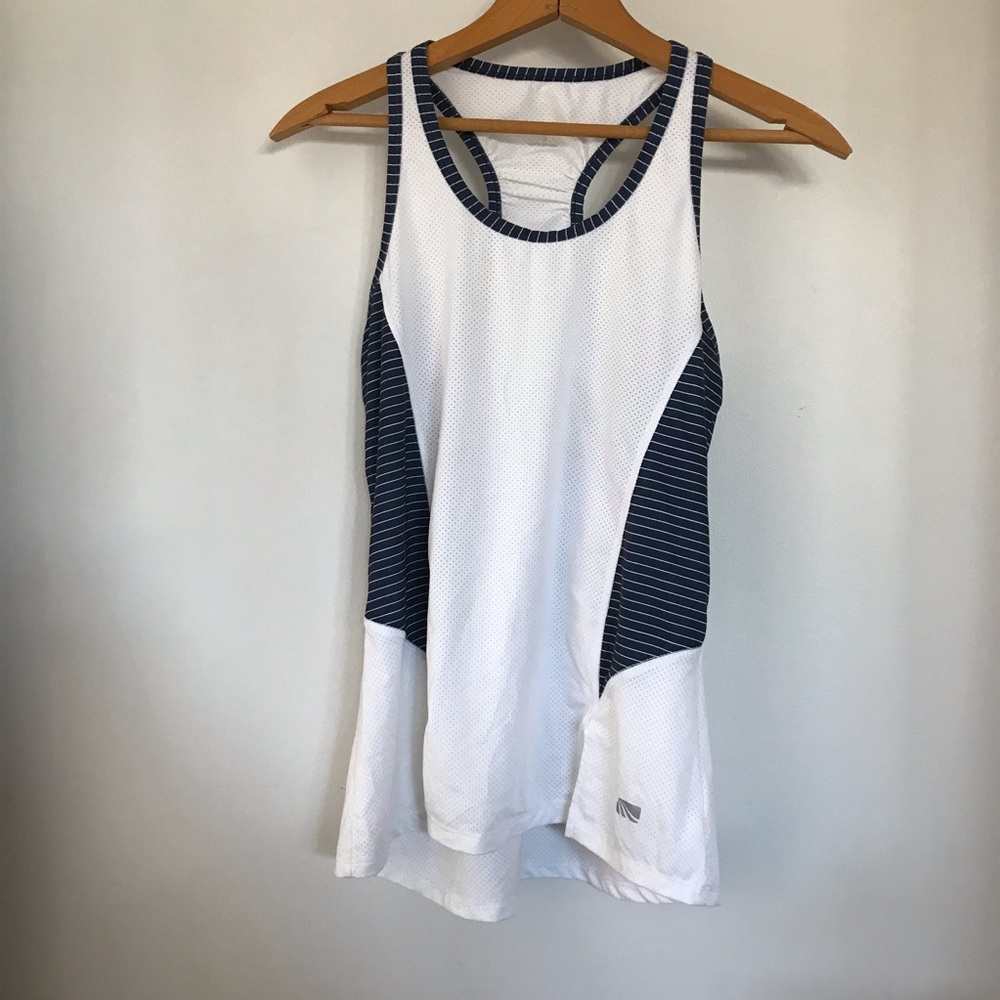 SOLD White Navy Athletic Tank